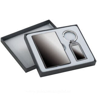 Set of business card holder and key chain